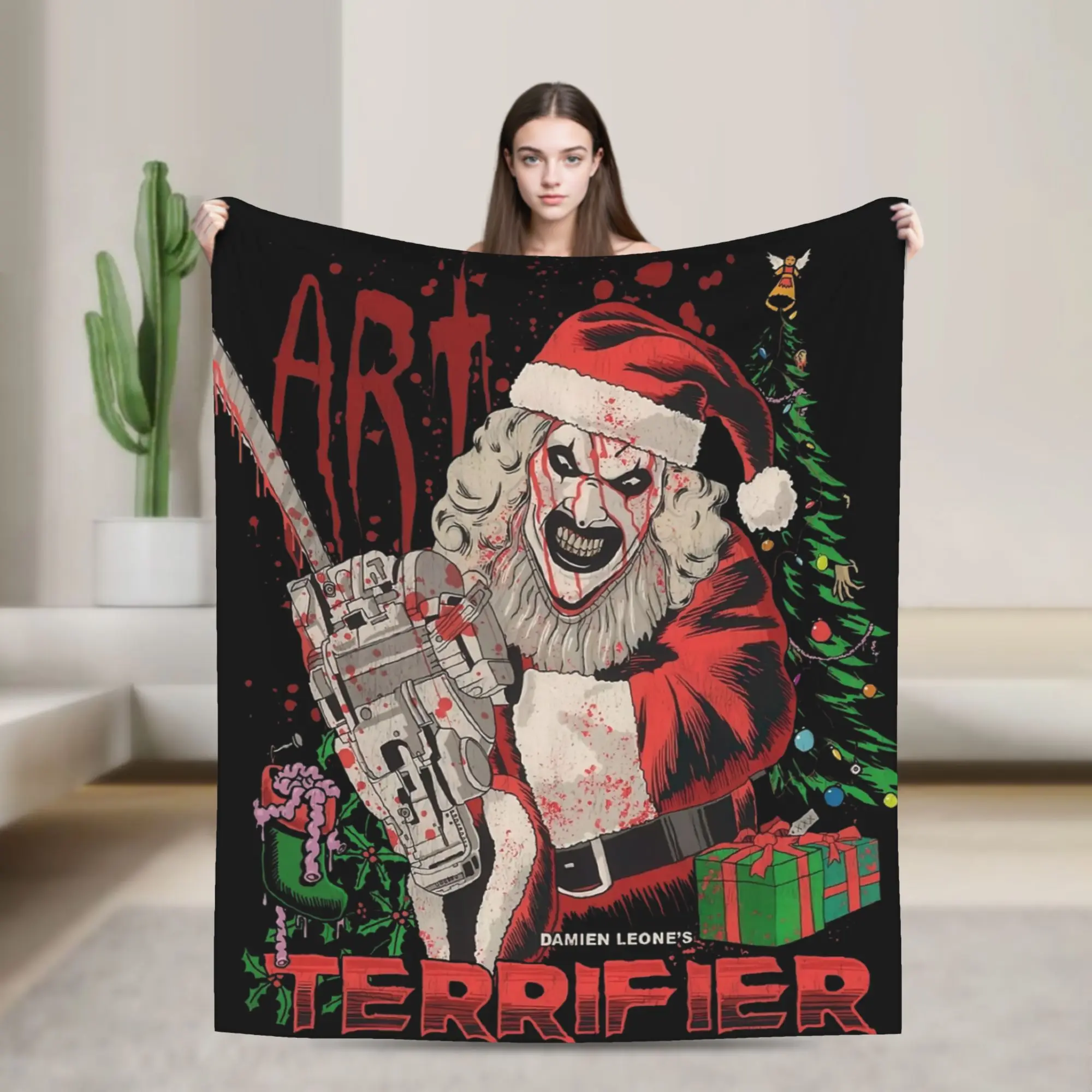 Terrifier  Flannel Blanket Winter Horror Movie Warm Soft Bedding Throws for Child Outdoor Fashion Bedspread Sofa Bed Cover