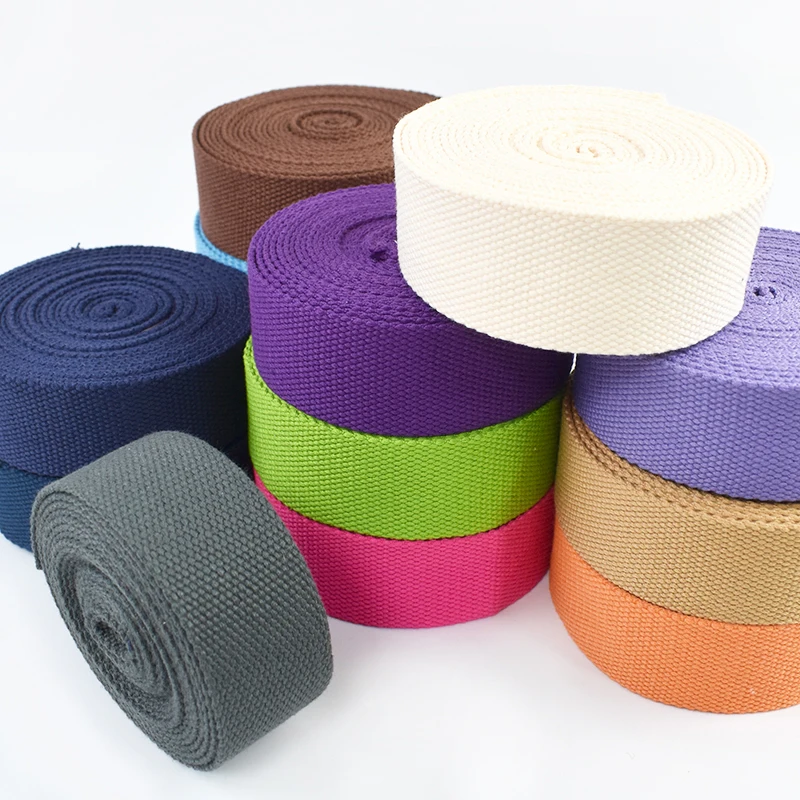 

5M Meetee Cotton Webbing Tape 20/25/32/38/50mm Canvas Webbings Ribbon for Backpack Strap Clothes Belt Sling Sewing Braid Trims