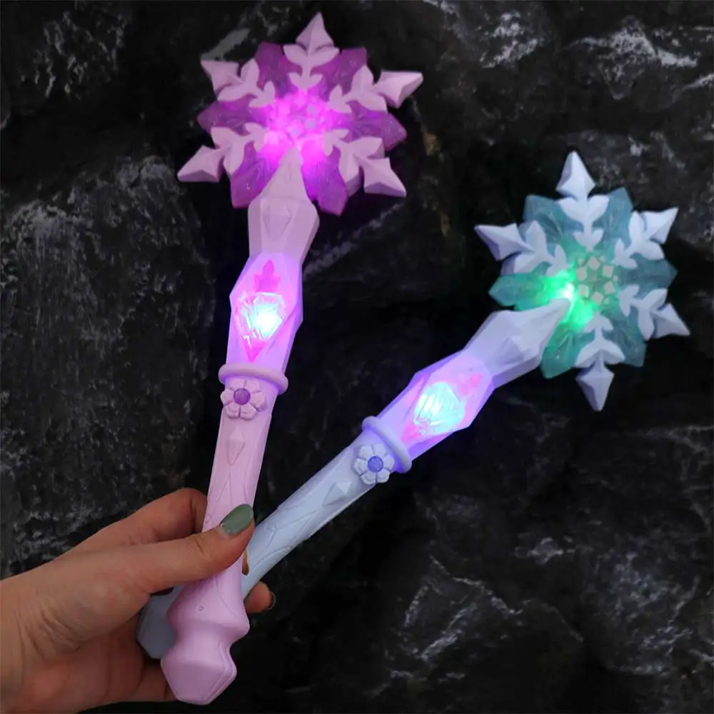 ABS Light Up Snowflake Wand Glowing Sticks Snow Glow Snowflake Wand Dress Up Princess Flashing Snow Star Wands Children Toy
