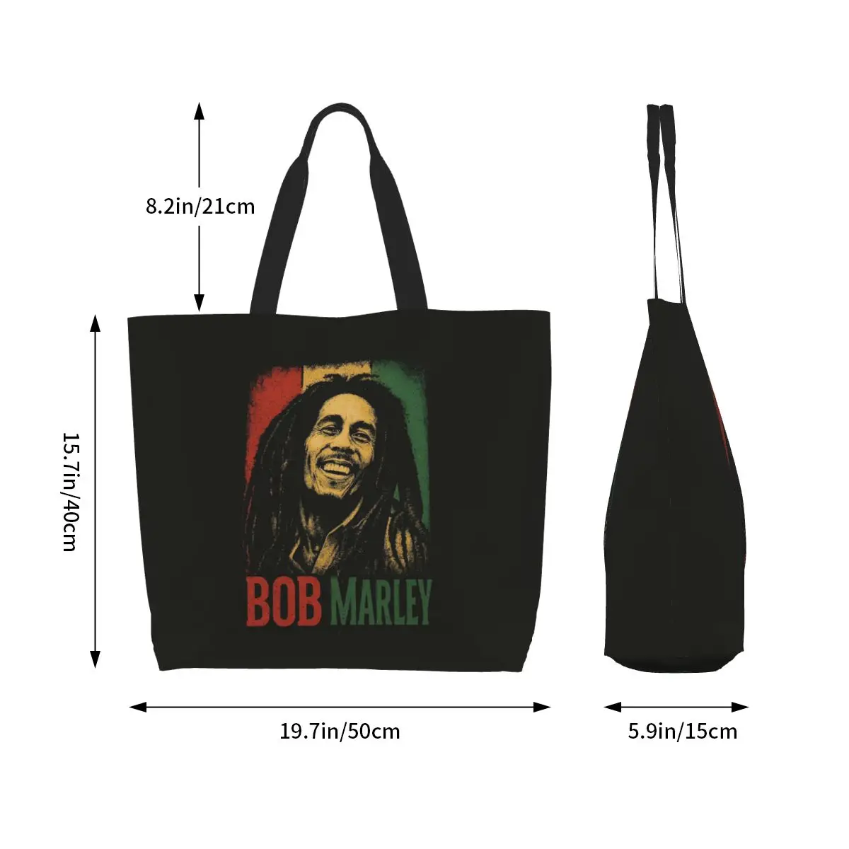 Bob Marley Album Reggae Music Jamaican Style Shopping Tote Bag Canvas Large Capacity Shoulder Bags Shopper Grocery Handbag