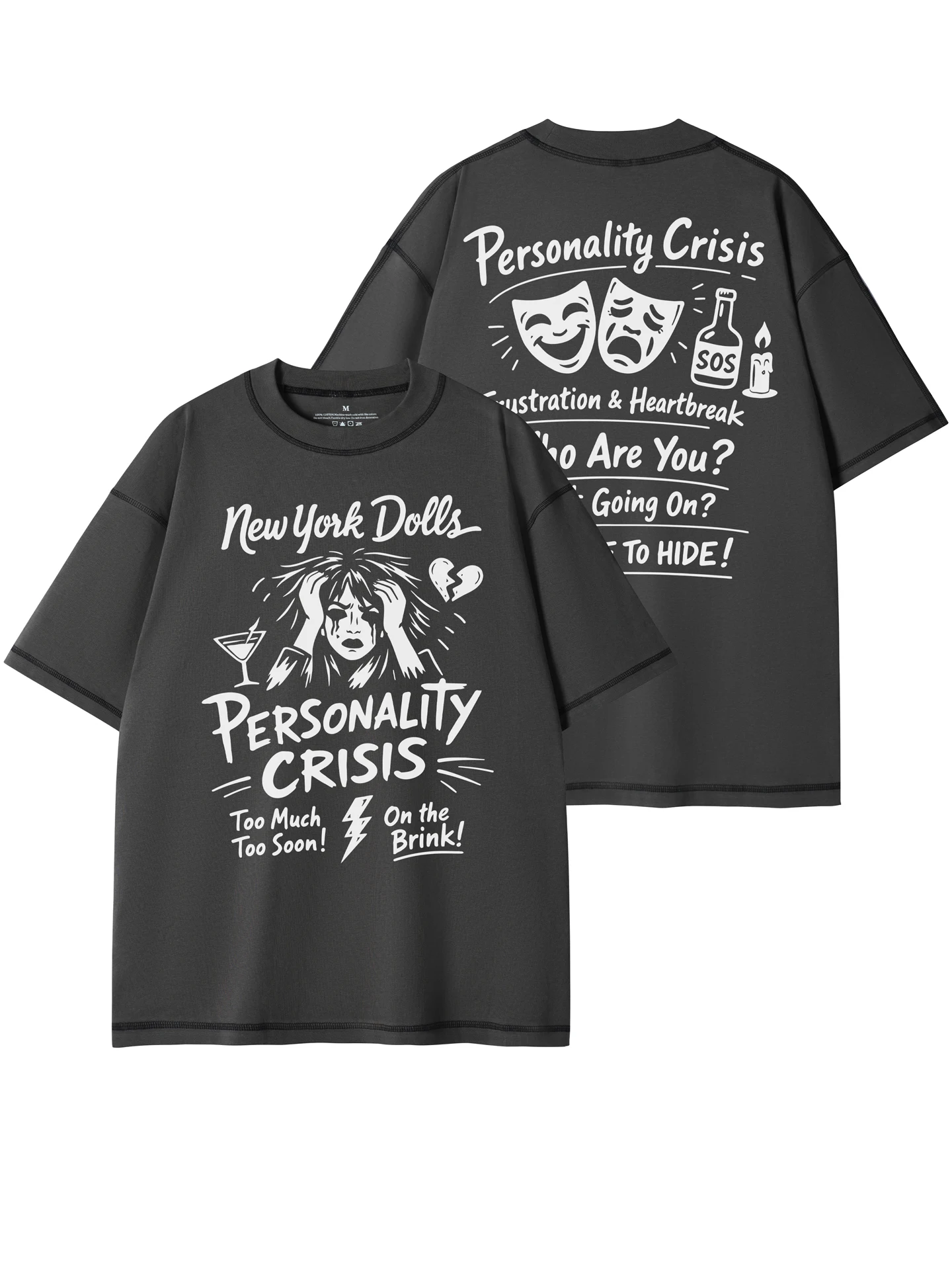 New York Dolls Band Retro American Street Style Loose Fit round Neck Pure Cotton Rock Short Sleeve T-Shirt Breathable Casual Tee