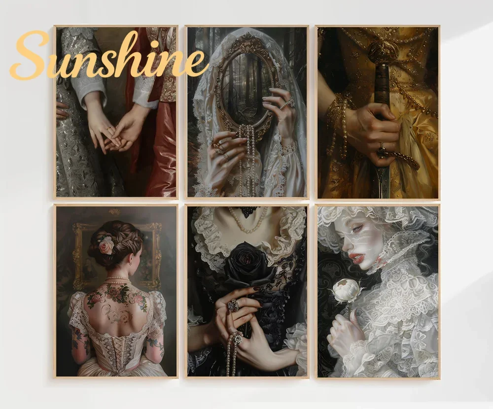 (No frame)Baroque Antique Printable Romantic Medieval Aristocratic Dynasties Wall Art Vintage Portrait Paintings Posters Home