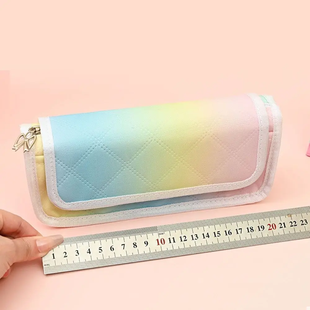 Funny Kawaii Gradient Pencil Bag Rainbow Candy Color Anime Stationery Pouch Multi Pocket Large Capacity Cartoon Pen Case Student