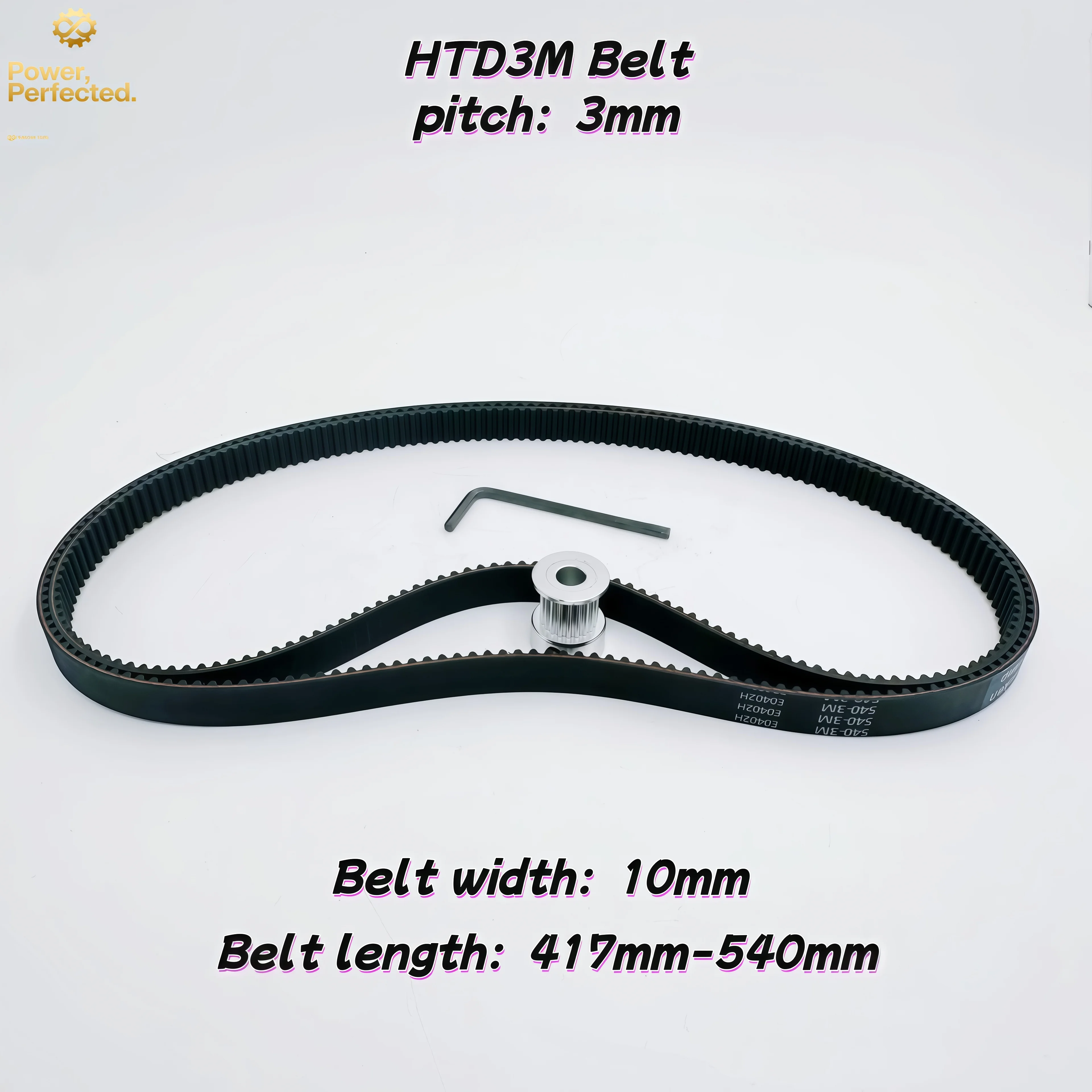 HTD 3M Closed Loop Rubber Timing Belt Width10mm Length 417 420 423 426 429 432 435 438 441 444 447 450 453 456 459 462-540mmmm