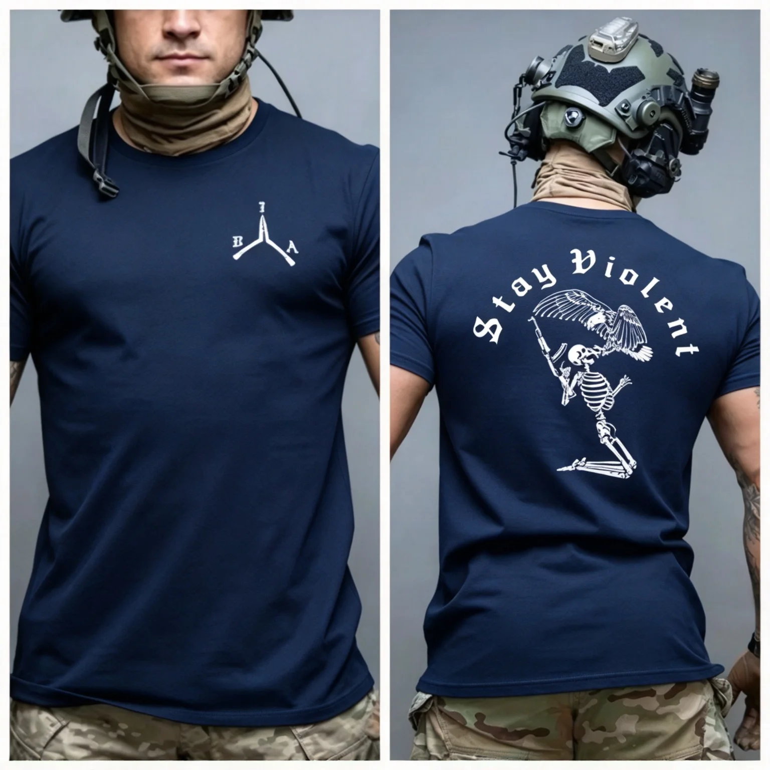 2026 New Tactical  Family Matching Oversized Unisex T Shirt Streetwear Tactical Skull Wing Graphic Tee Outdoor Short Sleeve Tops