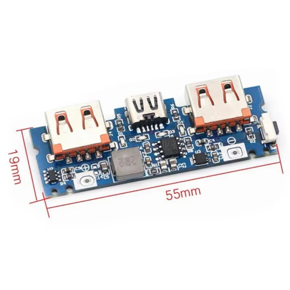 Lithium Battery Charger Board LED Dual USB 5V 2.4A Micro/Type-C USB Mobile Power Bank 18650 Charging Module