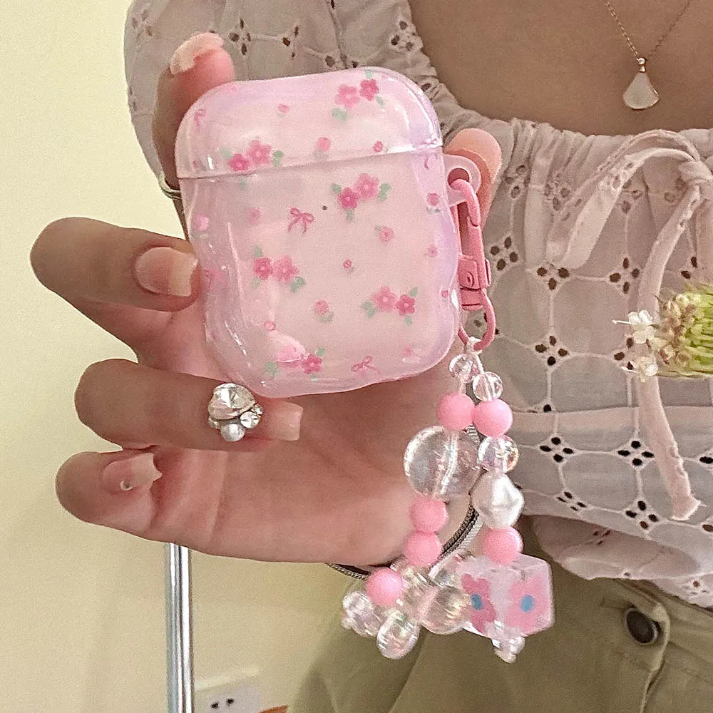 Étui pour écouteurs motif fleur rose mignon pour Airpods Pro, 2e génération, merveilleuse génération, couverture souple pour AirPods 1, 2, 3 avec