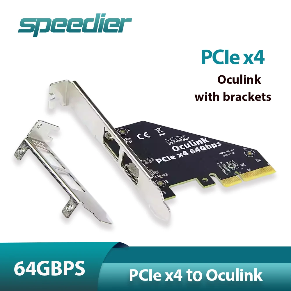 ADT PCIe X4 To Oculink Rear-Facing Adapter Card with Full-height and Low-profile Bracket 64Gbps Brand-new Upgrade PCI EXPRESS