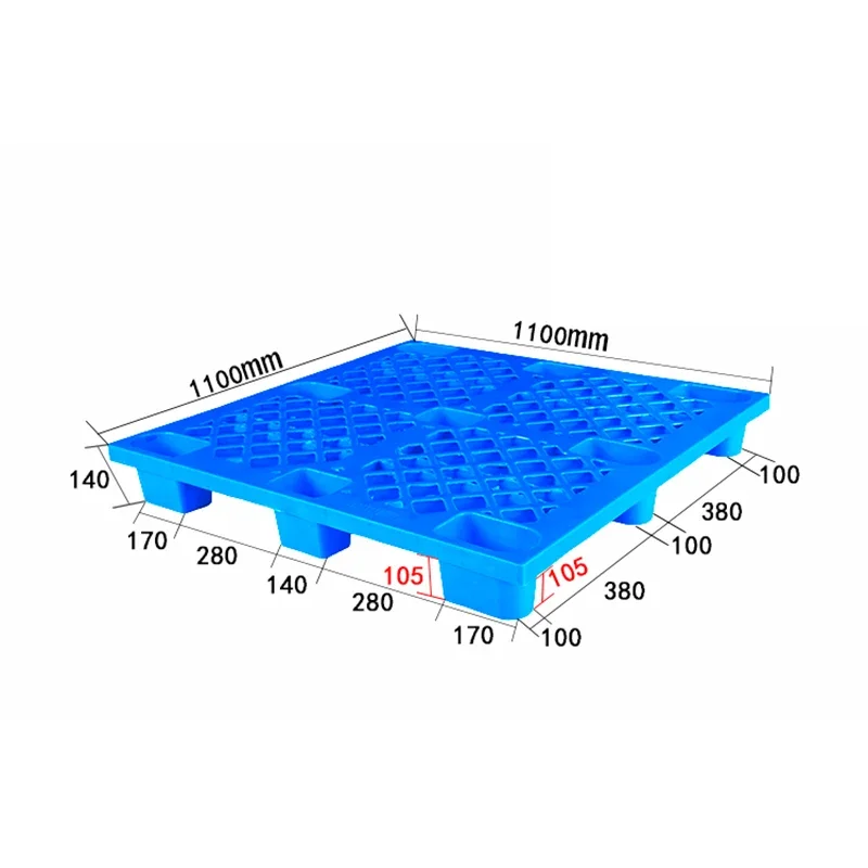 LIKU Cheap Price Light Duty 4-Way Nestable Recycled HDPE Grid 1100*1100*150MM Single-Sided 9 Legs Plastic Pallet