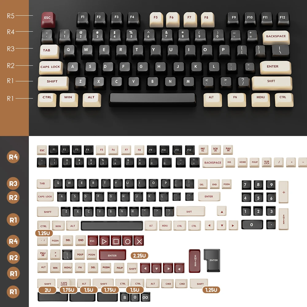 PBT Keycap 150 Key CSA Profile Dual Color Injection Molding For Cherry MX Switches Mechanical Keyboard