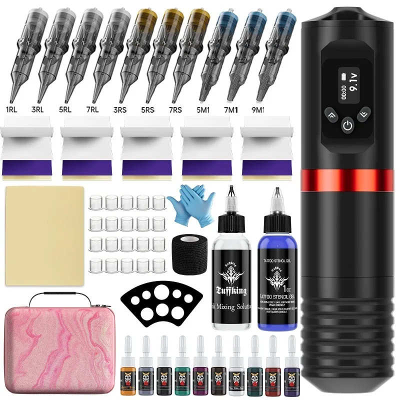 Professional Tattoo Guns Full Kit Men Tattoos Machine Set Long-lasting Tattoos Gun Sets Beginners Permanent Makeup Accessories