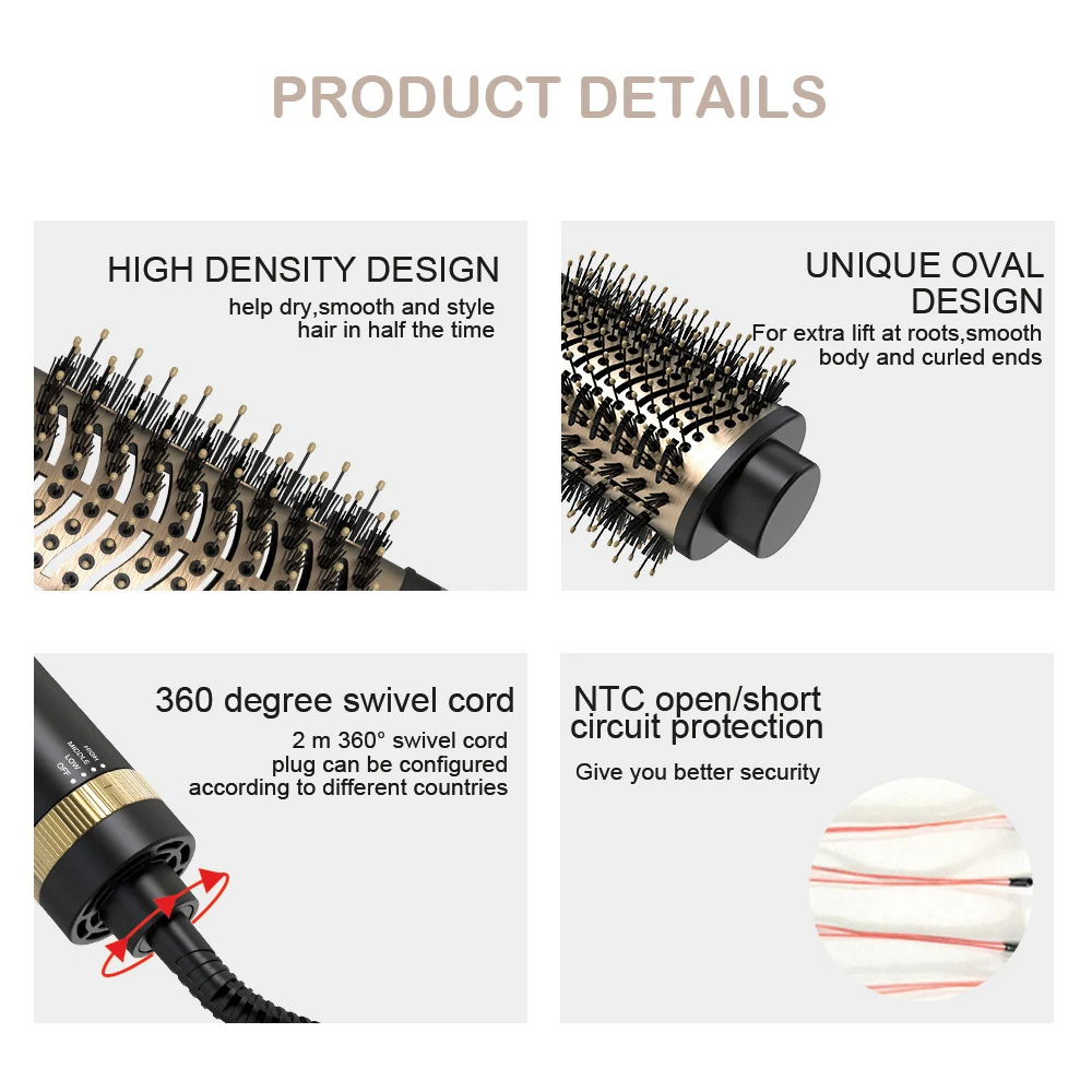 أدوات تصفيف الشعر من أوليلاي، فرشاة الهواء الساخن، مجفف الشعر، فرشاة مجفف الشعر في واحد