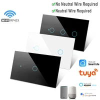Tuya WiFi US interruptor de luz inteligente Interruptor táctil de pared cable neutro/no requiere cable neutro 120 tipo funciona con Alexa, Google Home