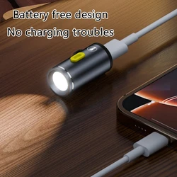 4 Colors Portable USB Type-C Mini Flashlight Keychain Metal LED Torch for Outdoor Camping Cycling Hiking Accessories