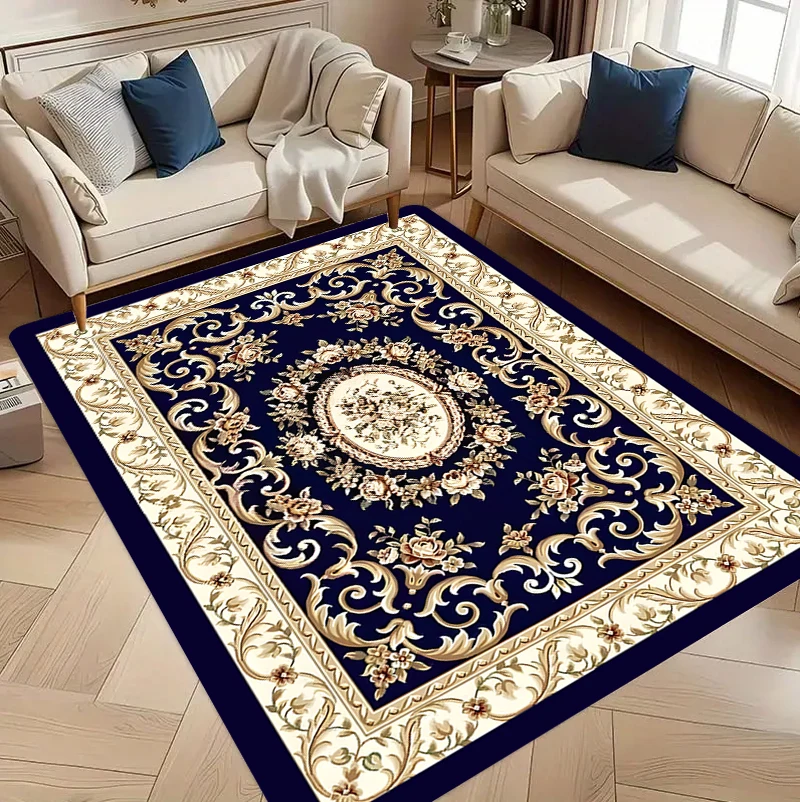 European Palace Carpet Mat Rug Home Decoration Living Room Bedroom Floor Decor Baroque Gold Style Non Slip Rugs Carpet