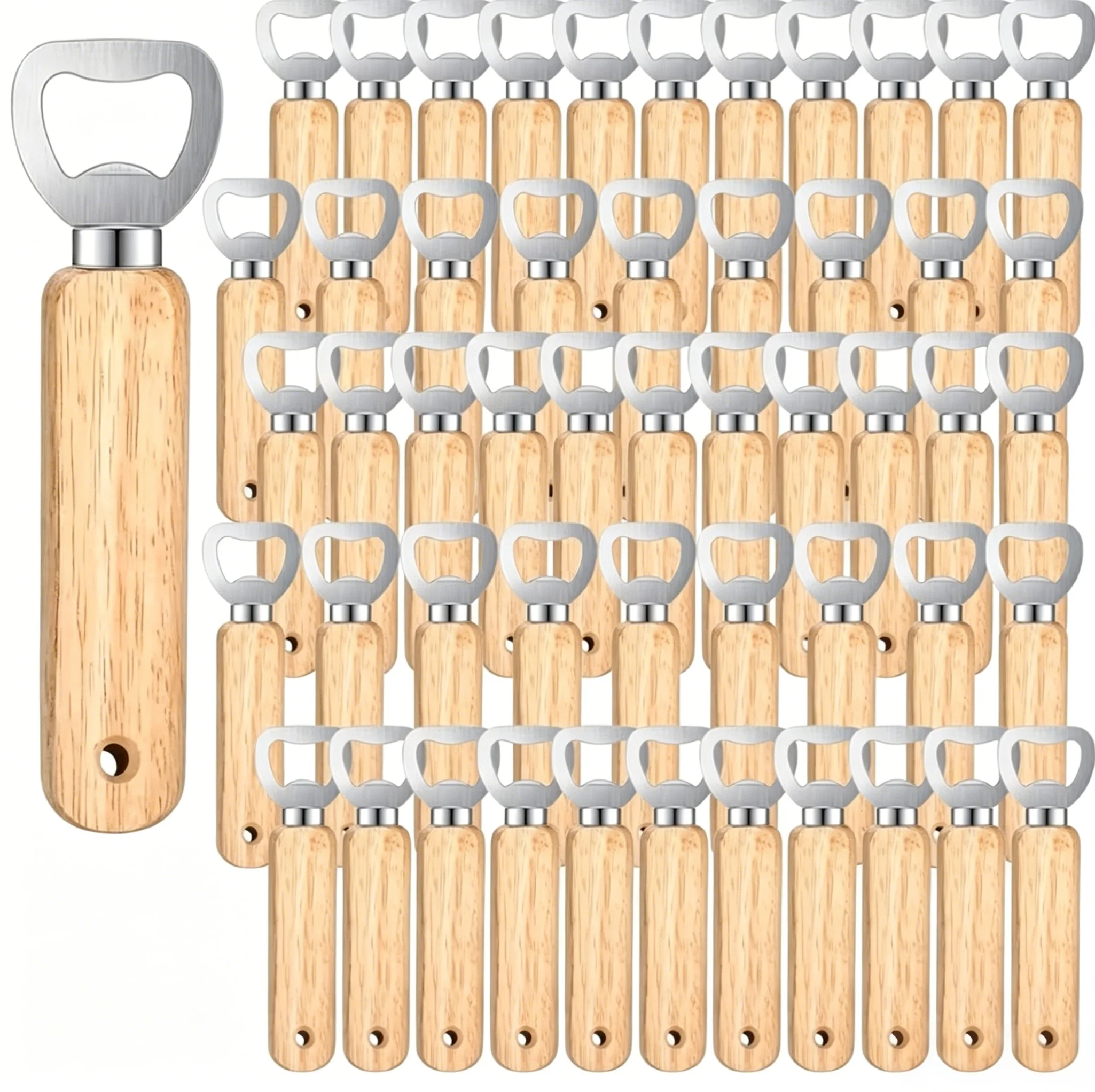 Dofiki Set di apribottiglie in acciaio inossidabile da 16/25/50/100/200 pezzi - Manico in legno, portatile per cucina ed esterni