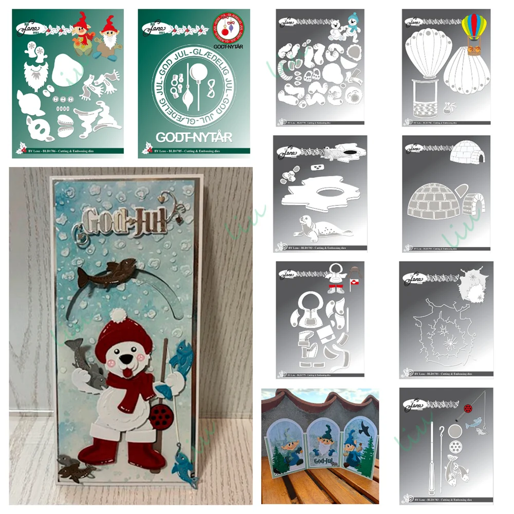 

Merry Christmas Seal and Ice Floe Fishing Rod Metal Cutting Dies for DIY Scrapbooking Handmade Photo Album Diary 2025 August New