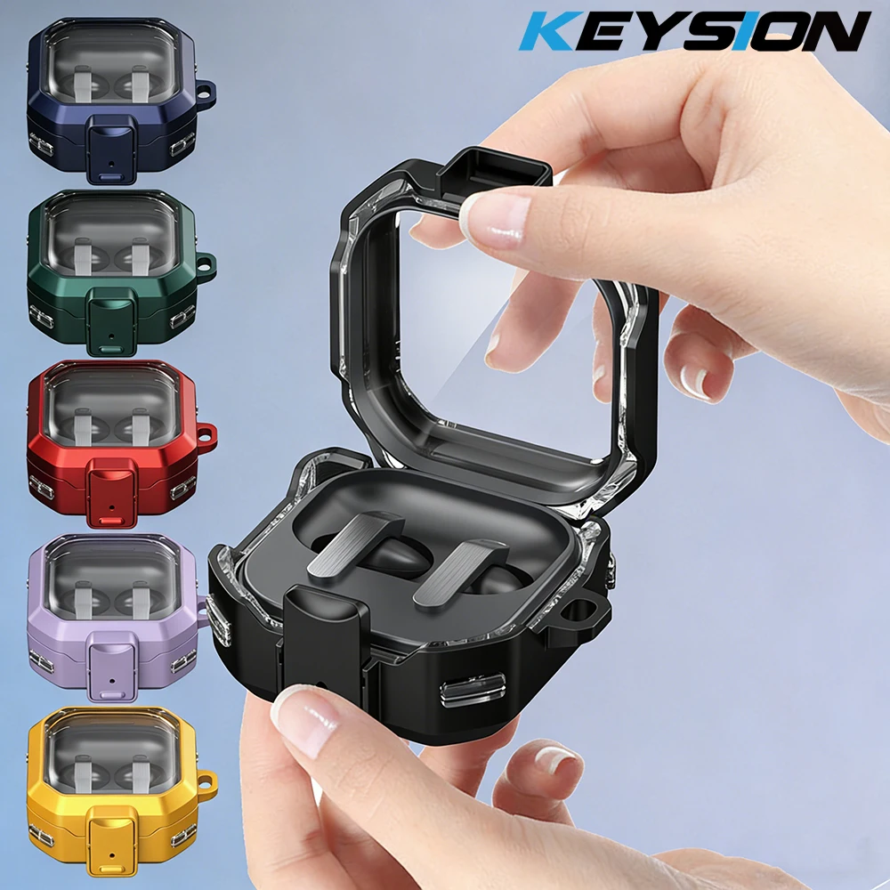 KEYSION With Switch Transparent Earphone Case for Samsung Buds4 Pro Hard PC Shockproof Headphone Cover for Galaxy Buds 4 Pro