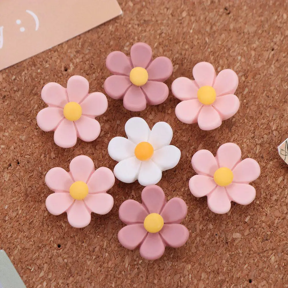 Chinchetas creativas de seis pétalos con forma de flor, tablero de resina artesanal, Pin de empuje, foto bonita, decoración de pared, tachuelas para el pulgar, escuela, 20/30/50 Uds.