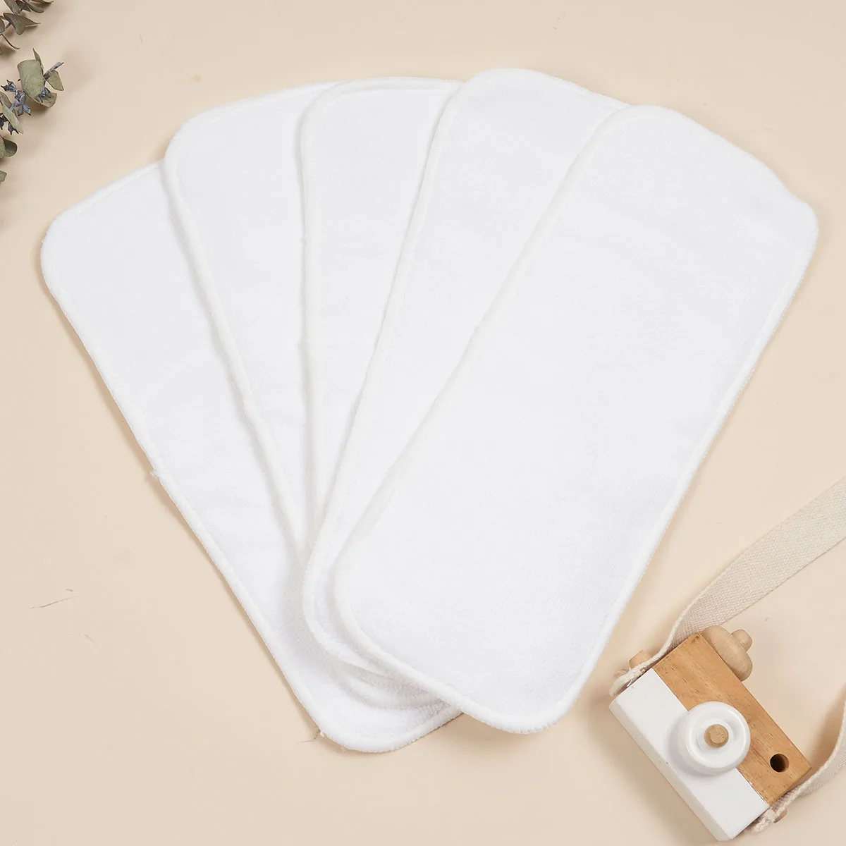 5PCS Washable Absorbent Diaper Liner 3 Layers Microfiber Reusable Cloth Insert Diaper Pad