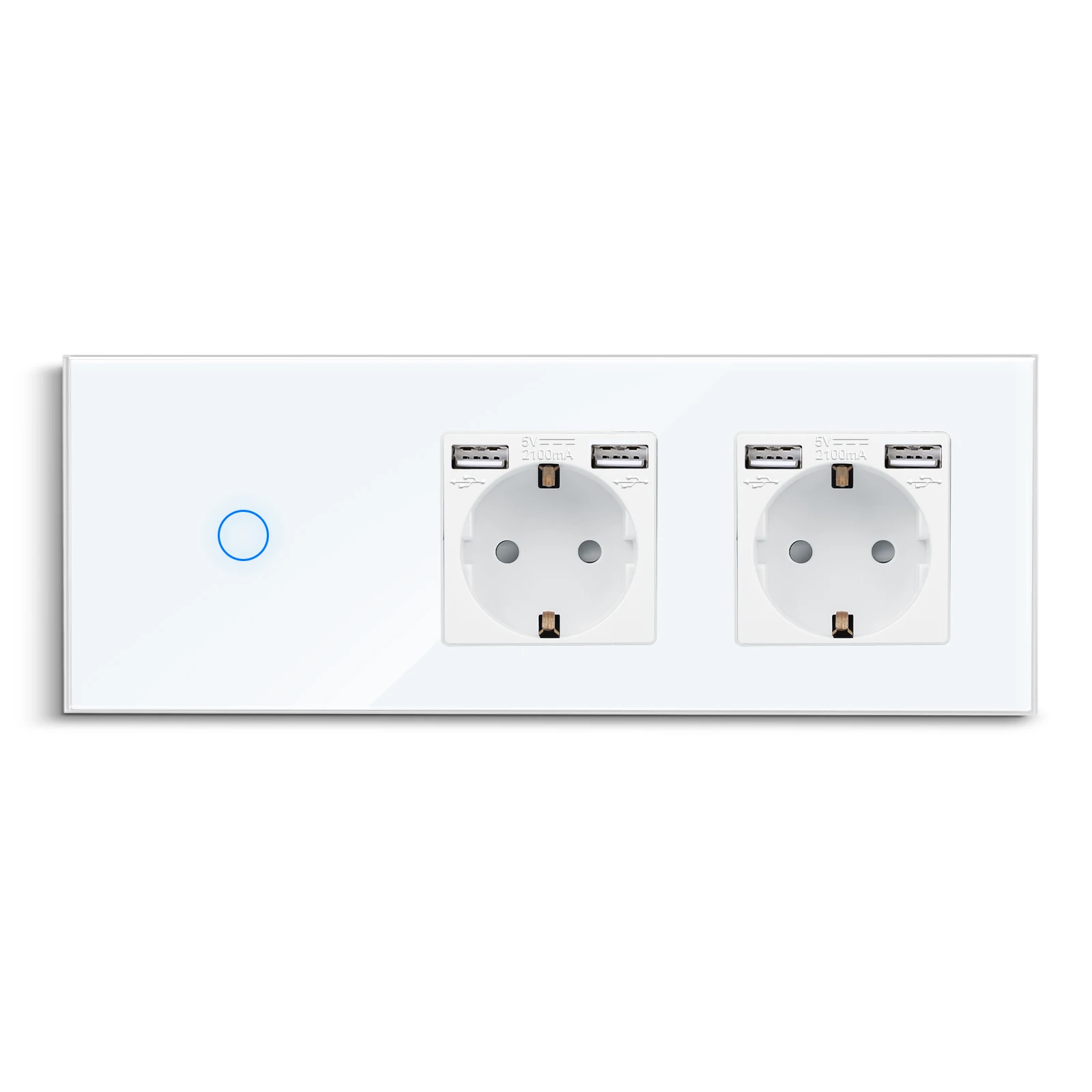 DAJIMEI 1/2/3 Gang 1/2 Way Touch Switch with Double USB Wall Socket Crystal Glass Panel Sensor Switches EU Dual USB Outlet