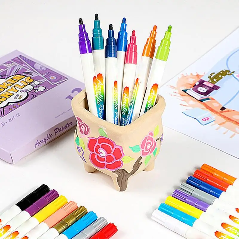 Acrylic Pens For Painting Non-sticky Fine Tip Paint Markers Fine Point Markers Long-Lasting Paint Pens Acrylic Markers Acrylic