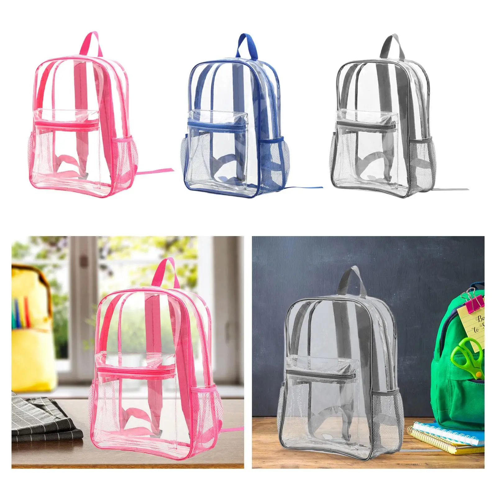 Clear Backpack with Adjustable Strap Easy Carrying Rucksack Storage Bag for Sports Hiking Outdoor Camping Concert Swimming