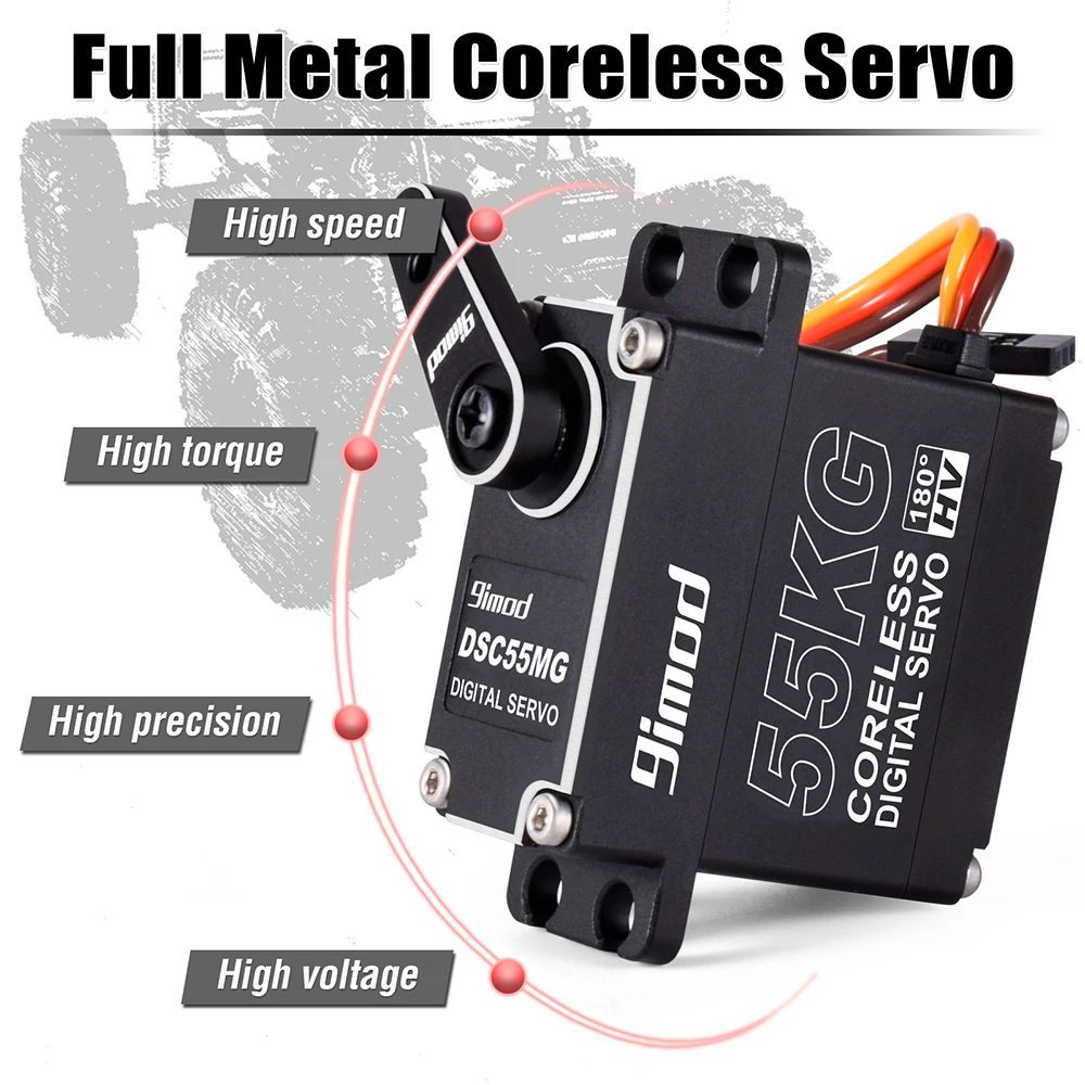 9imod 55kg Waterproof Servo IP67 180/270 Magnetic Sensor High Torque Coreless Digital Servo Full Metal Gear for 1/8 1/10 RC Cars