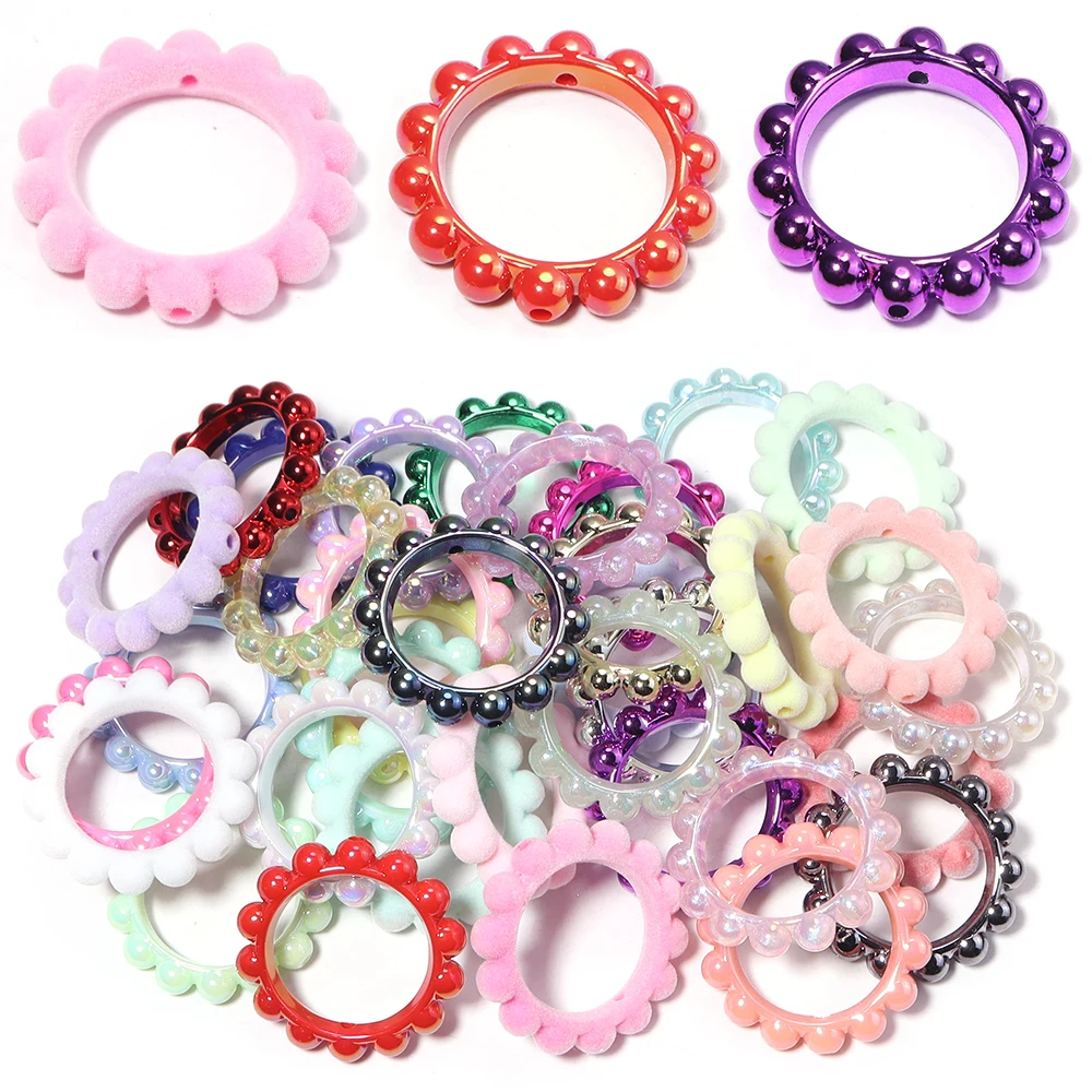5pcs/lot Hollow Acrylic Beads Round Love Heart Garland Beads DIY Mobile Phone Chain Keychain Crafts Pen Jewelry Making Supplies image 5