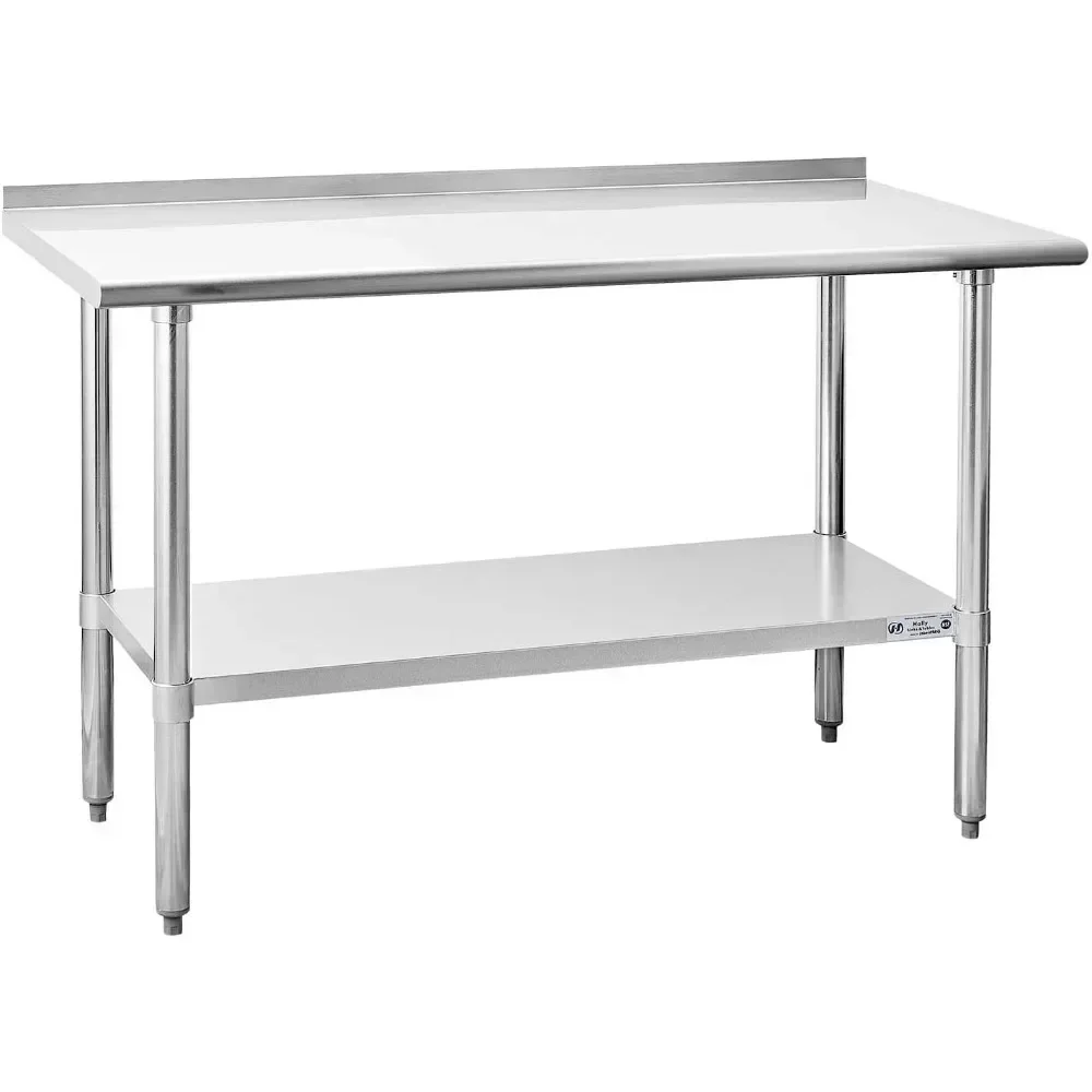 Stainless Steel Table for Prep , NSF Commercial Heavy Duty Table with Undershelf and Backsplash for Restaurant, Home and Hotel