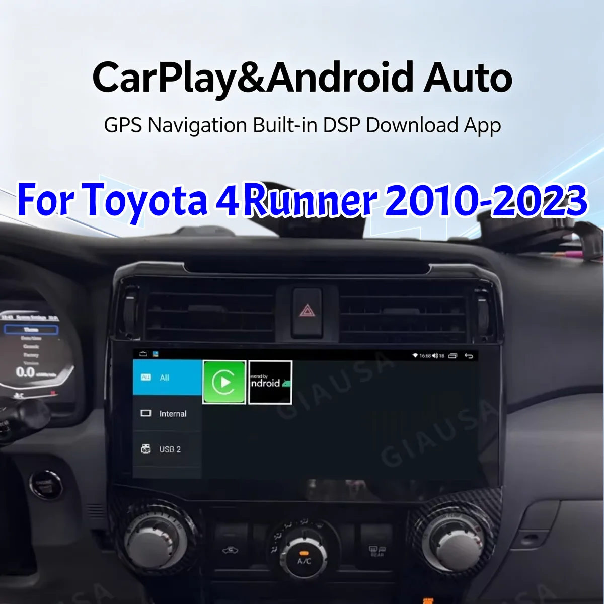 Carplay Android 14 For Toyota 4runner 2010-2023 Car DVD Player GPS Navigation Multimedia Player Head Unit Car Radio Tape Record