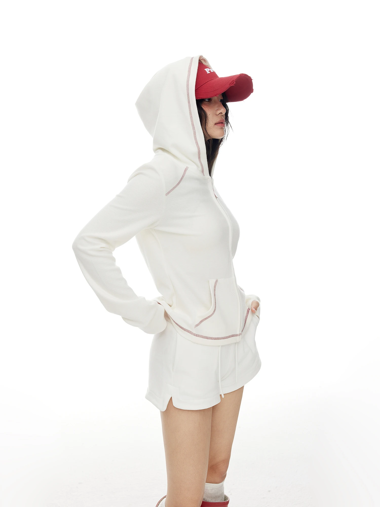 

Женская толстовка Slim Fit American Suhua Line, весна 2026, новая уличная одежда, кардиган на молнии, с длинными рукавами, повседневная одежда