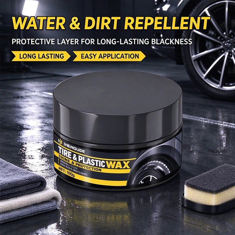 Car tire gloss wax, tire repair and maintenance wax to prevent cracking and aging, restore tire black gloss