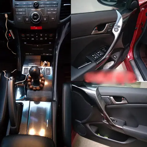 For Acura TSX CU2 2009-2013 Car-Styling 3D/5D Carbon Fiber Car Interior Center Console Color Molding Sticker Decals Parts