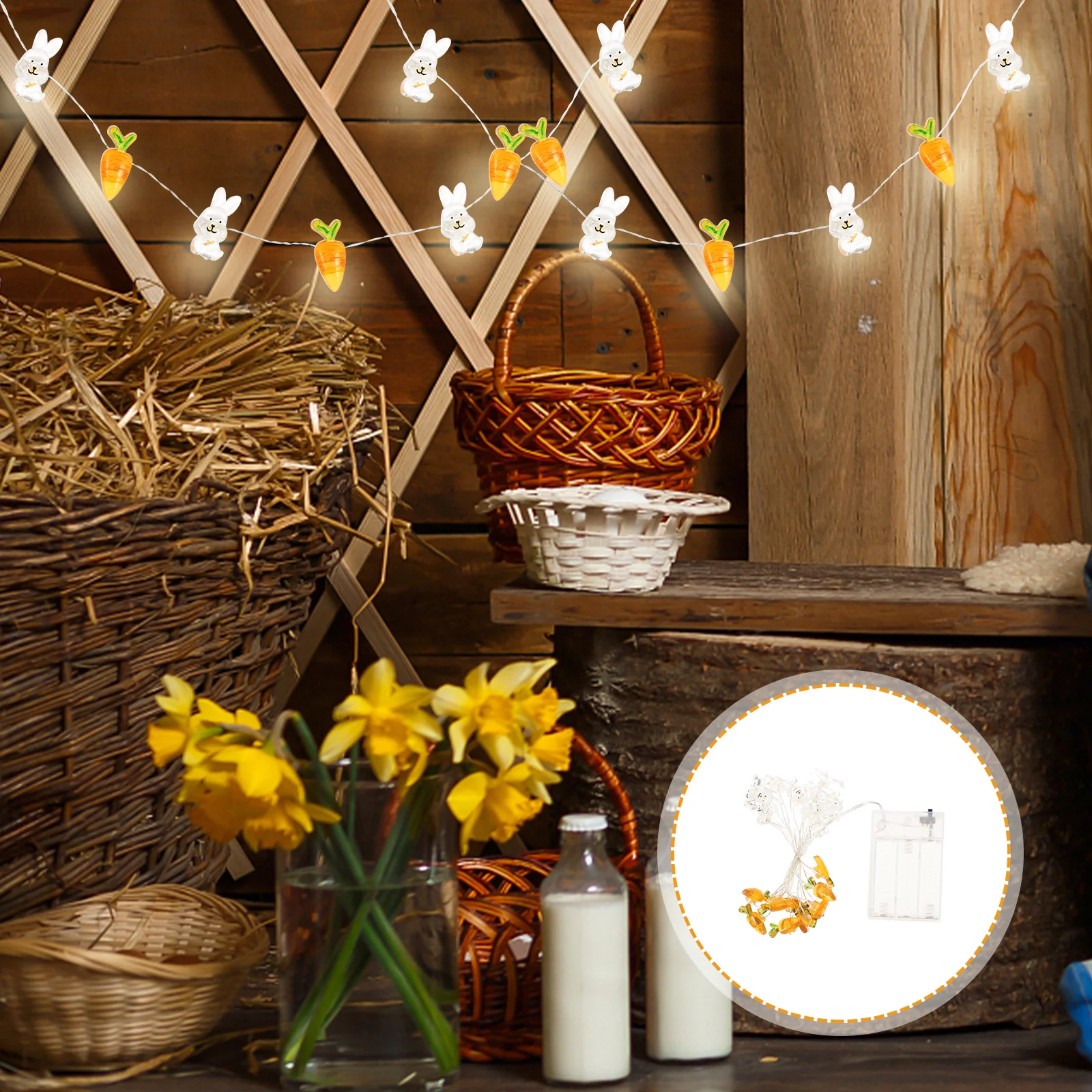 تعمل سلسلة أضواء عيد الفصح 50 LED 5M تصميم أرنب الجزرة داخلي في الهواء الطلق سلسلة أضواء عيد الفصح تعمل #1