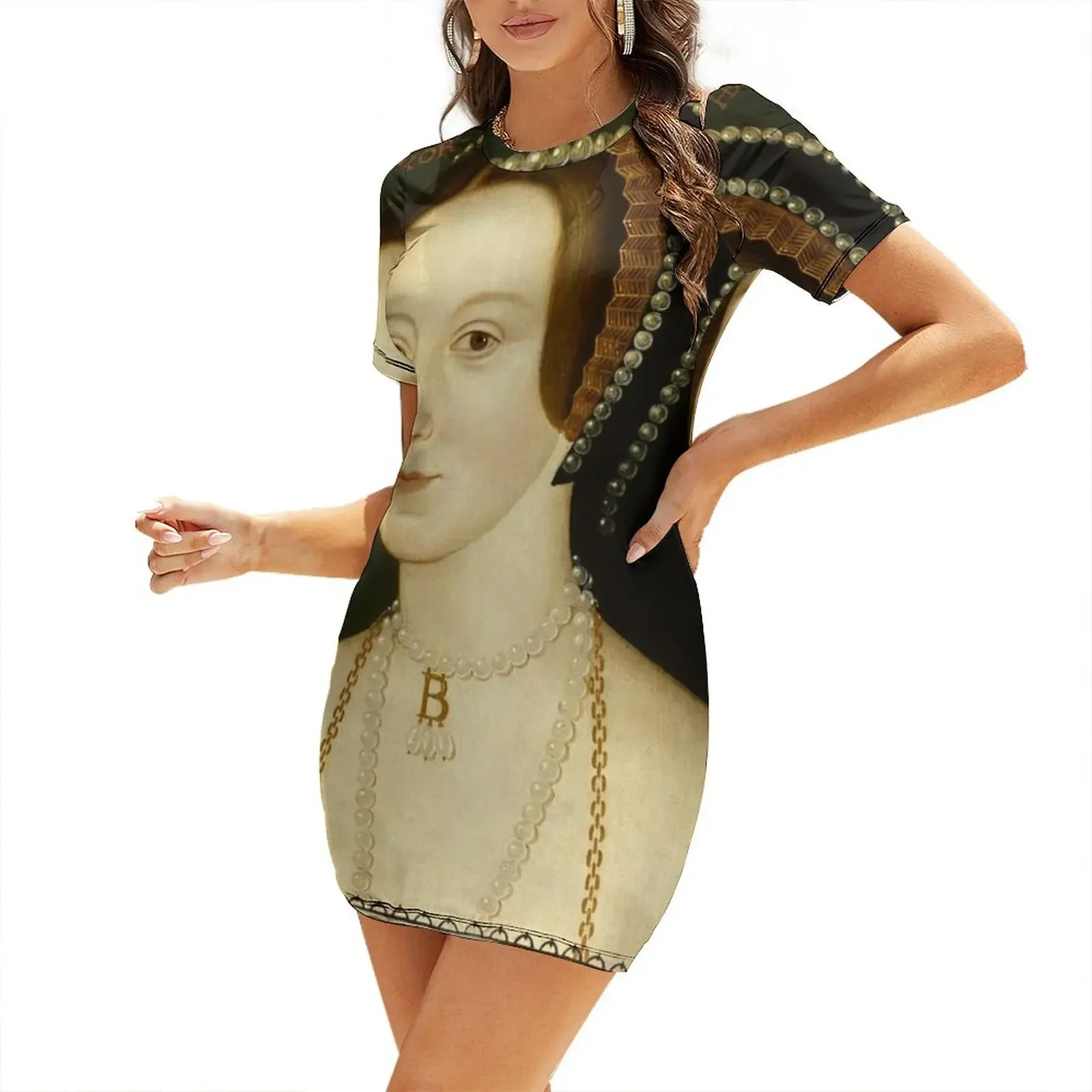 

Portrait of Anne Boleyn Queen of England The six Short-Sleeved Dress dresses with long sleeves Dress