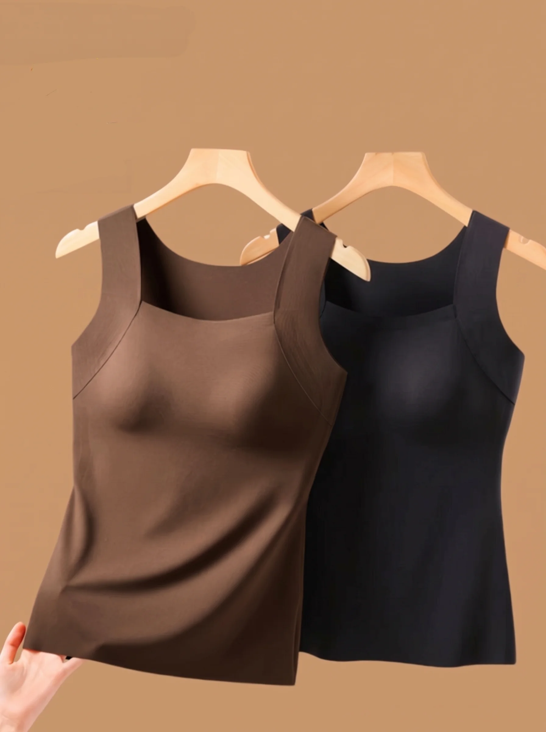 2-Pack - Women's Camisole, Seamless Skin-Tone Undershirt with Built-In Pads, Bra and Camisole Two-In-One, Can Be Worn as an Inner Layer or Alone