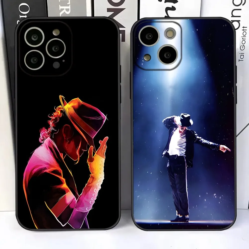 M-Michael J-Jackson Capa de telefone para iPhone 15,14,13,12,11 Plus,Pro,Max,XR,XS,X,7,8 Plus, SE, Mini Silicone Macio