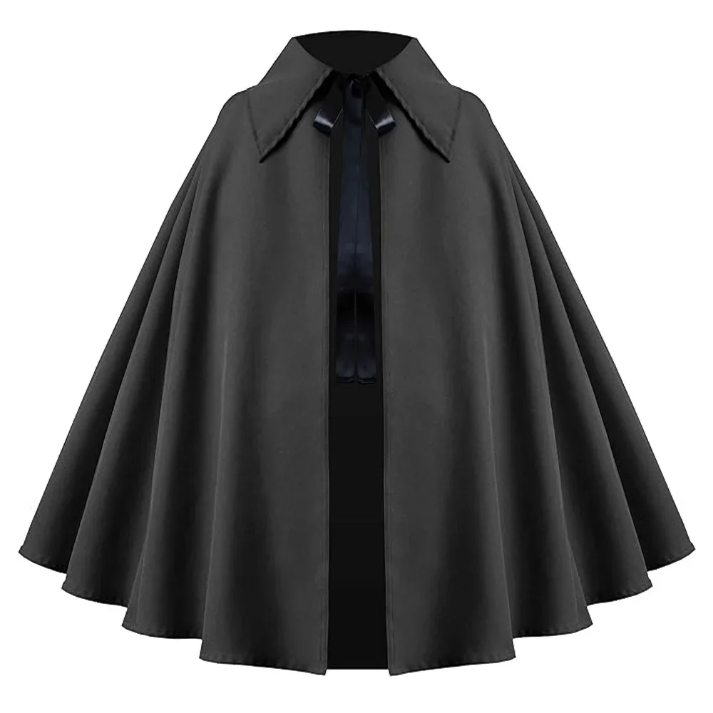

Men Steampunk Clothing Women Renaissance Costume Medival Halloween Short Velvet Cape Gothic Witch Wizards Hooded Cloak