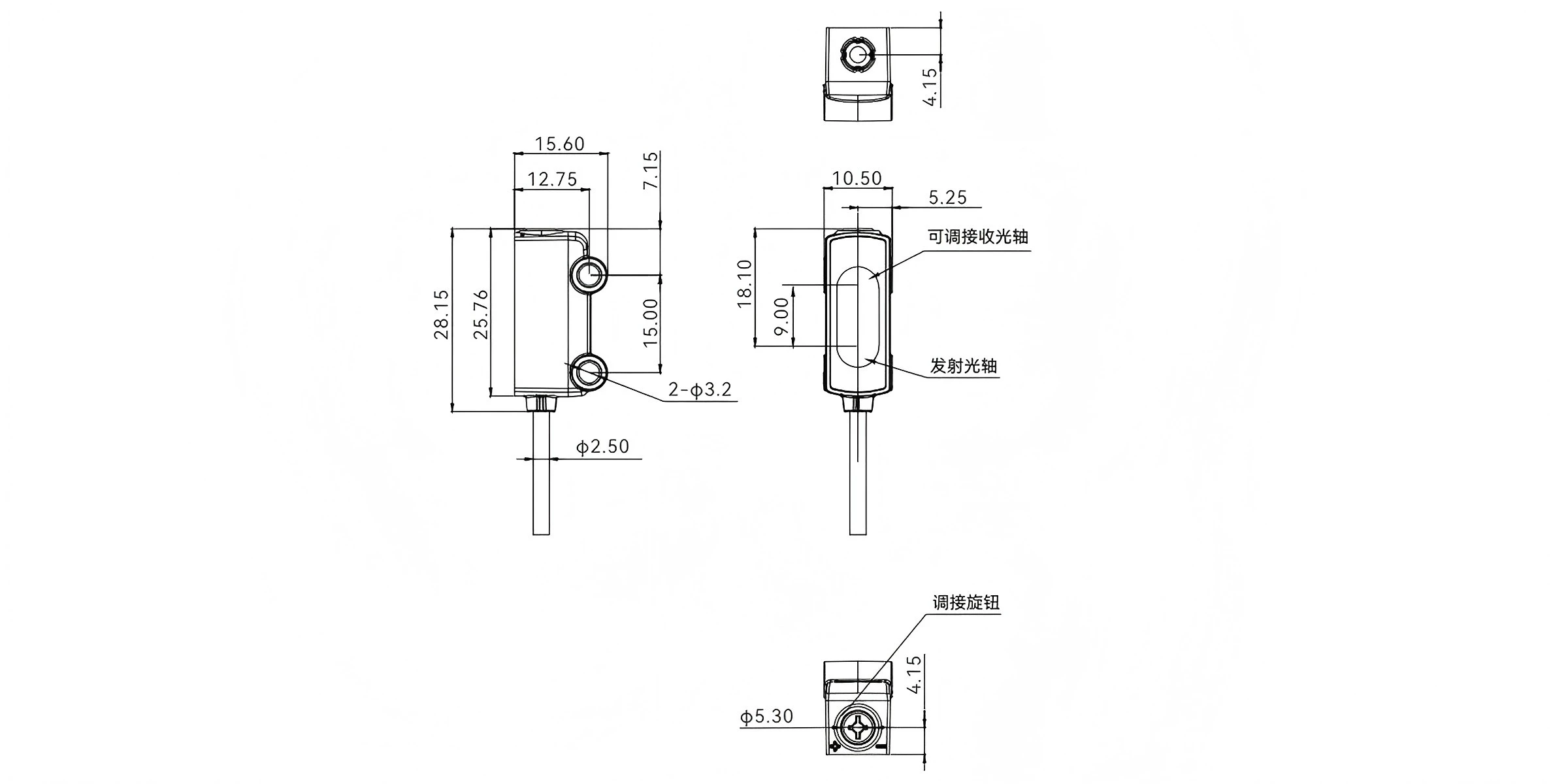 AKUSENSE PTN-B10PC 5-100 مللي متر PNP الظلام على الأحمر منتشر مربع الكهروضوئية الاستشعار ضبط نطاق مستودع التراص موقف كشف #2