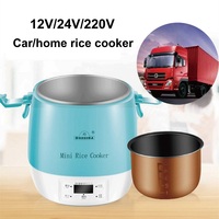 12V/24V/220V Car Rice Cooker Home Non-stick Rice Cooker Reservation Food Heater Portable Truck Keep Warm Electric Cooker 1.6L
