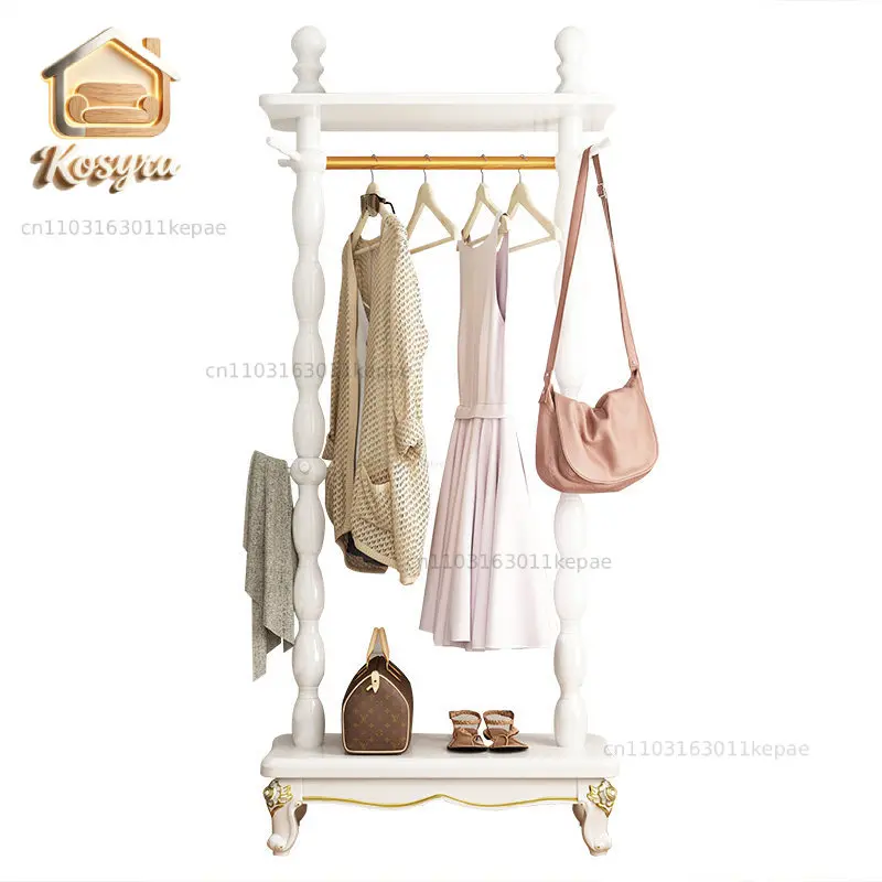 European solid wood hanger floor-to-ceiling bedroom household Nordic light luxury coat rack space-saving storage rack simple
