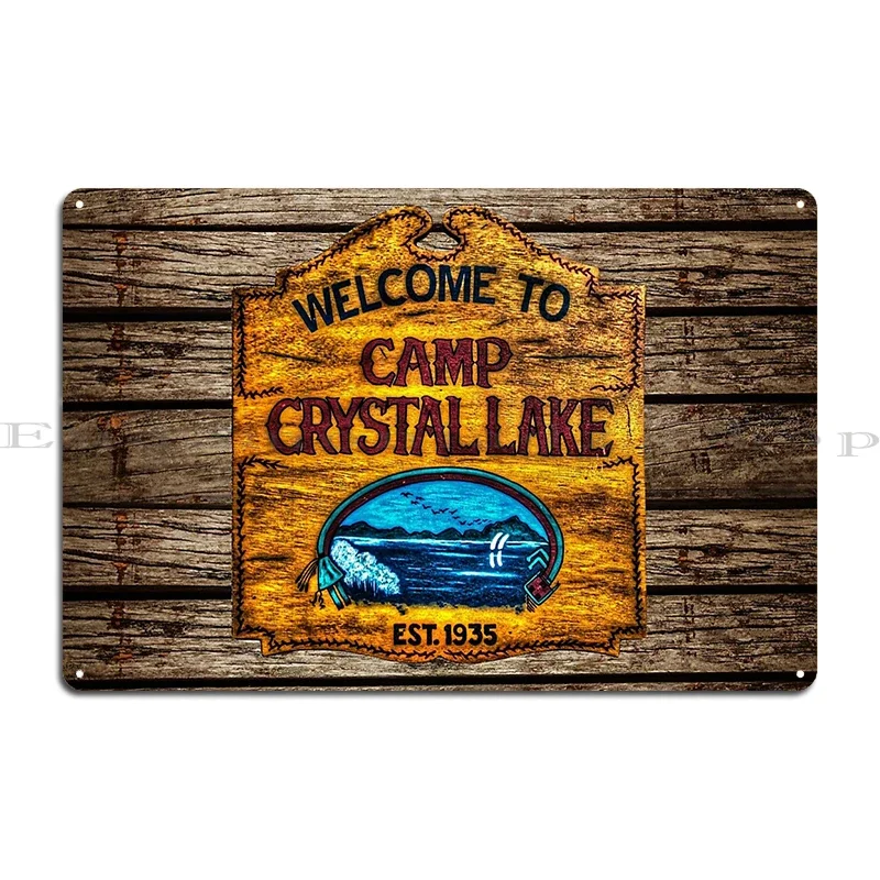 مخيم كريستال بحيرة لوحة معدنية ملصق مخصص اللوحة المرآب كهف سينما تين تسجيل #2