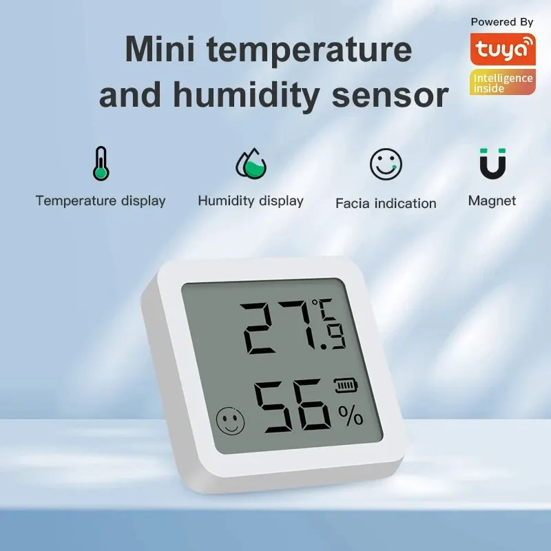 Mini Bluetooth Temperature Humidity Sensor with LCD Screen Smart Linkage Remote Control Thermometer Hygromet Alexa Google Voice