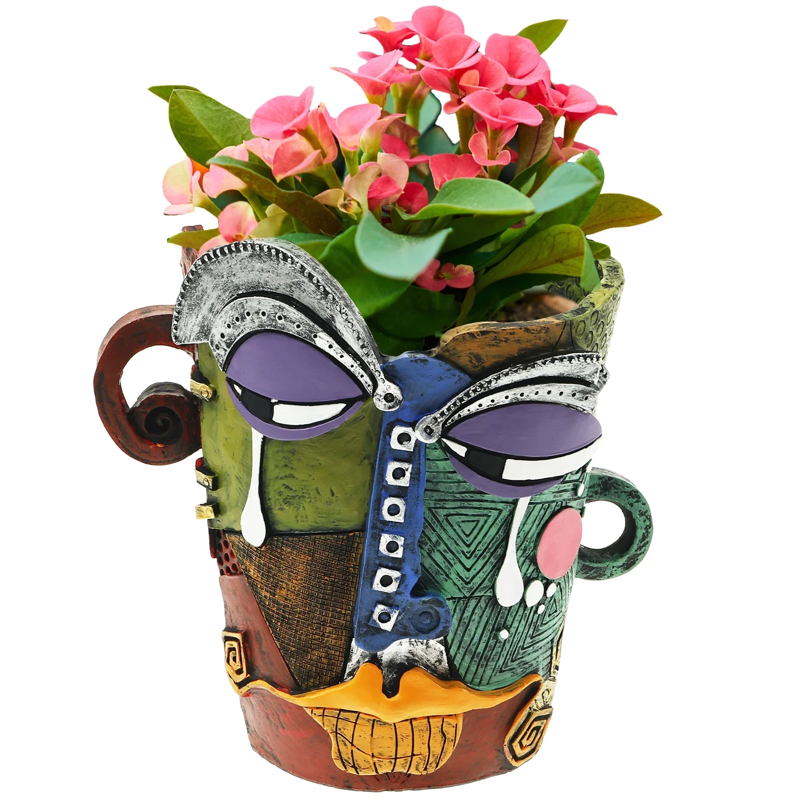 

Горшки для растений с абстрактным лицом, уникальный цветочный горшок с забавным лицом и дренажным отверстием, декоративные красочные горшки для уличного сада, дома