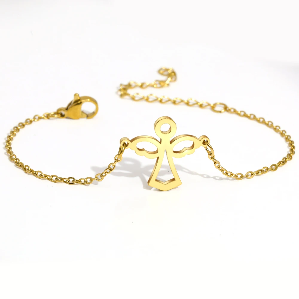 Stainless Steel Bracelets Elegant Cute Cartoon Angel Pendants Girls Trendy Fine Kpop Bracelet For Women Jewelry Wholesale Gifts