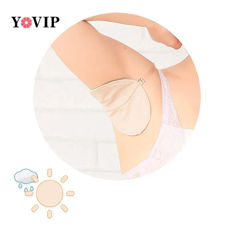 1 Pair Underarm Sweat Shield Pad Reusable Washable Armpit Sweat Absorbing Guards Shoulder Strap Skin Color Invisible Washable