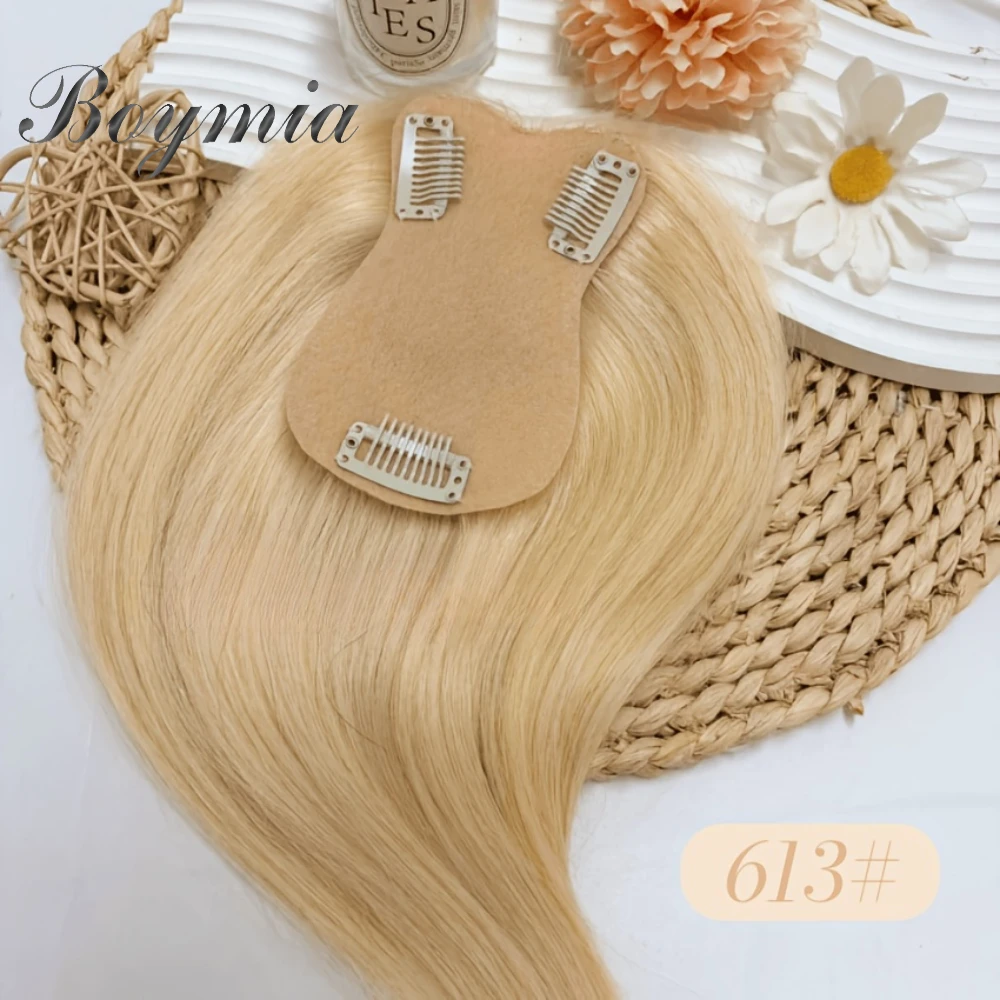 Real Human Hair Hairpiece for Women, Suitable for Thinning Hairlines And Bald Spots, No Bangs, 360-Degree Coverage Clip-On Hair Extensions, Paired with 7X11 Bionic Scalp Hair Pieces, Can Increase Hair Volume, Cover Gray Hair