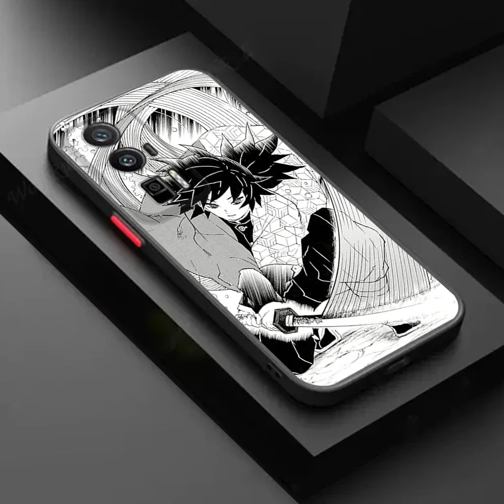 Phone Case For Xiaomi Poco X4 C51 C50 C40 M5 X5 X3 F3 13 C 14 Demon Slayer Tomioka Giyuu Redmi A1 A2 K40 Black Translucent Cover