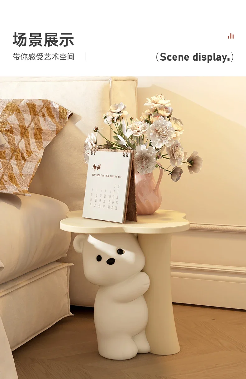 ‌Cute Bear Coffee Table  Resin Cartoon Side Table  Living Room Floor Stand  Creative Bedroom Nightstand - Modern Home Decor - view 6